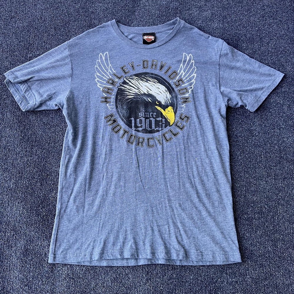 Harley-Davidson Shirt Mens Large Blue Eagle Graphic Fort Myers Florida 1903